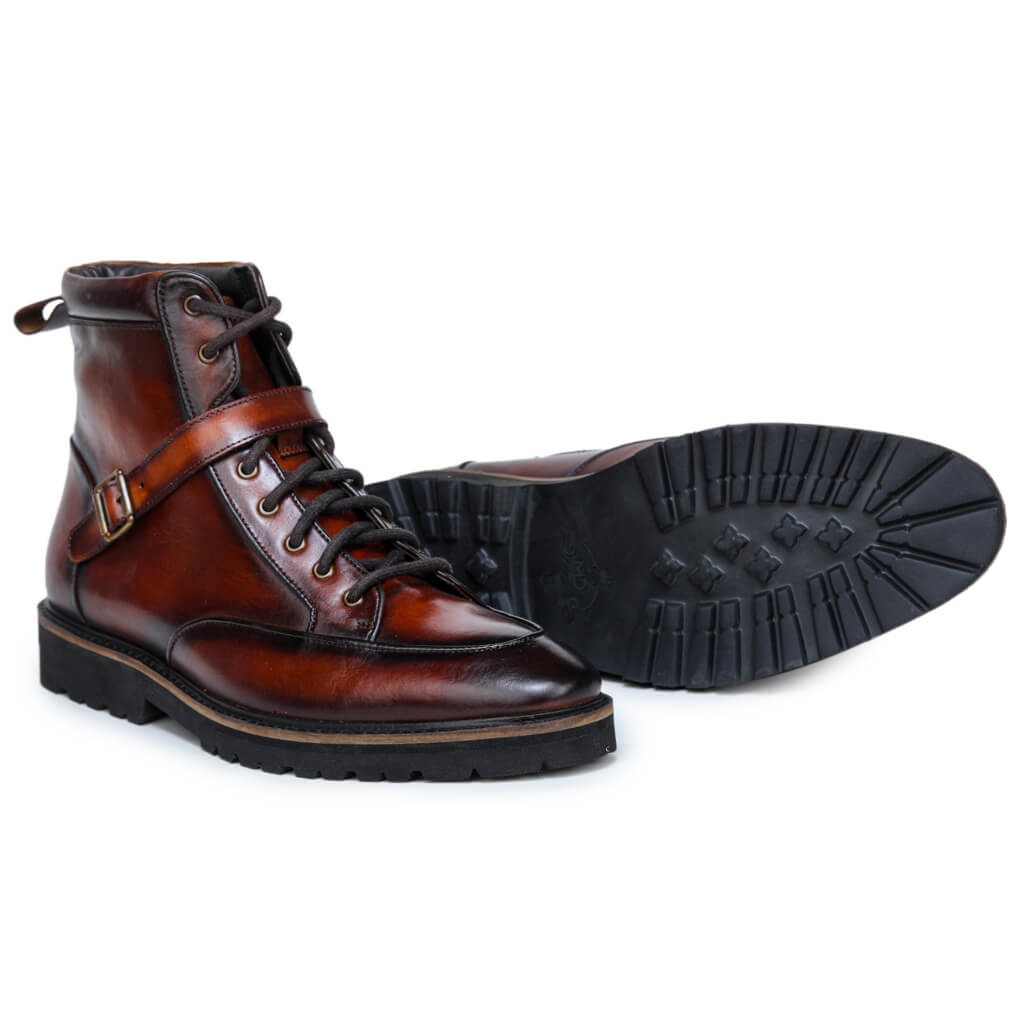 Bespoke Leather Brown Light Weight Biker Boots