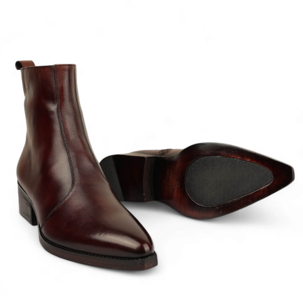 Montana Zipper Cowboy Boots In Cognac
