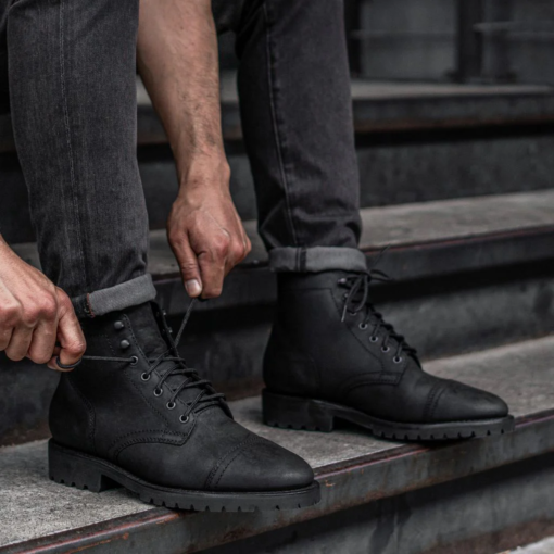 Rugged Matte Black Welt Boots Kevlar® Laces Cork-Bed Comfort