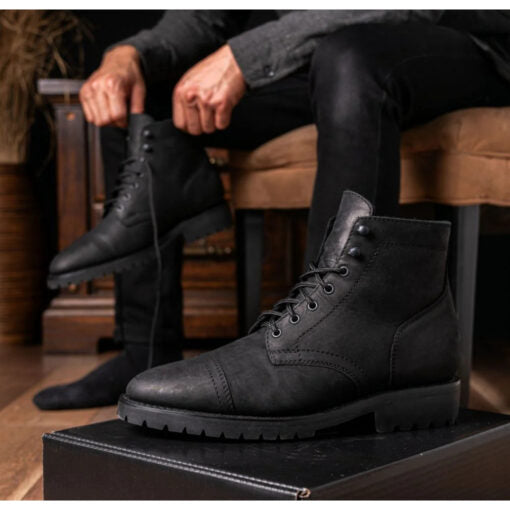 Rugged Matte Black Welt Boots | Kevlar® Laces & Cork-Bed Comfort