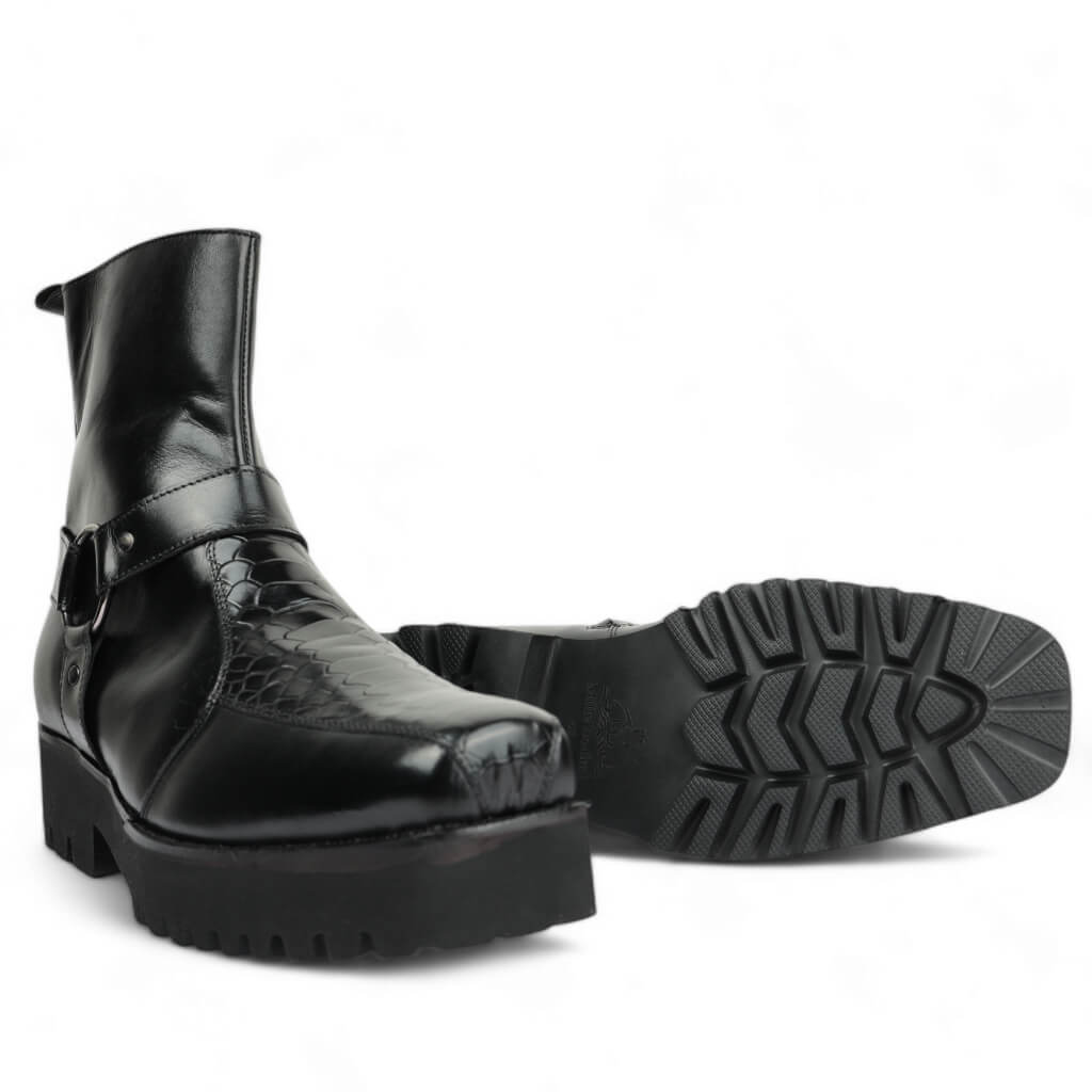 Berkeley Black Ankle Boots with Buckle Detail