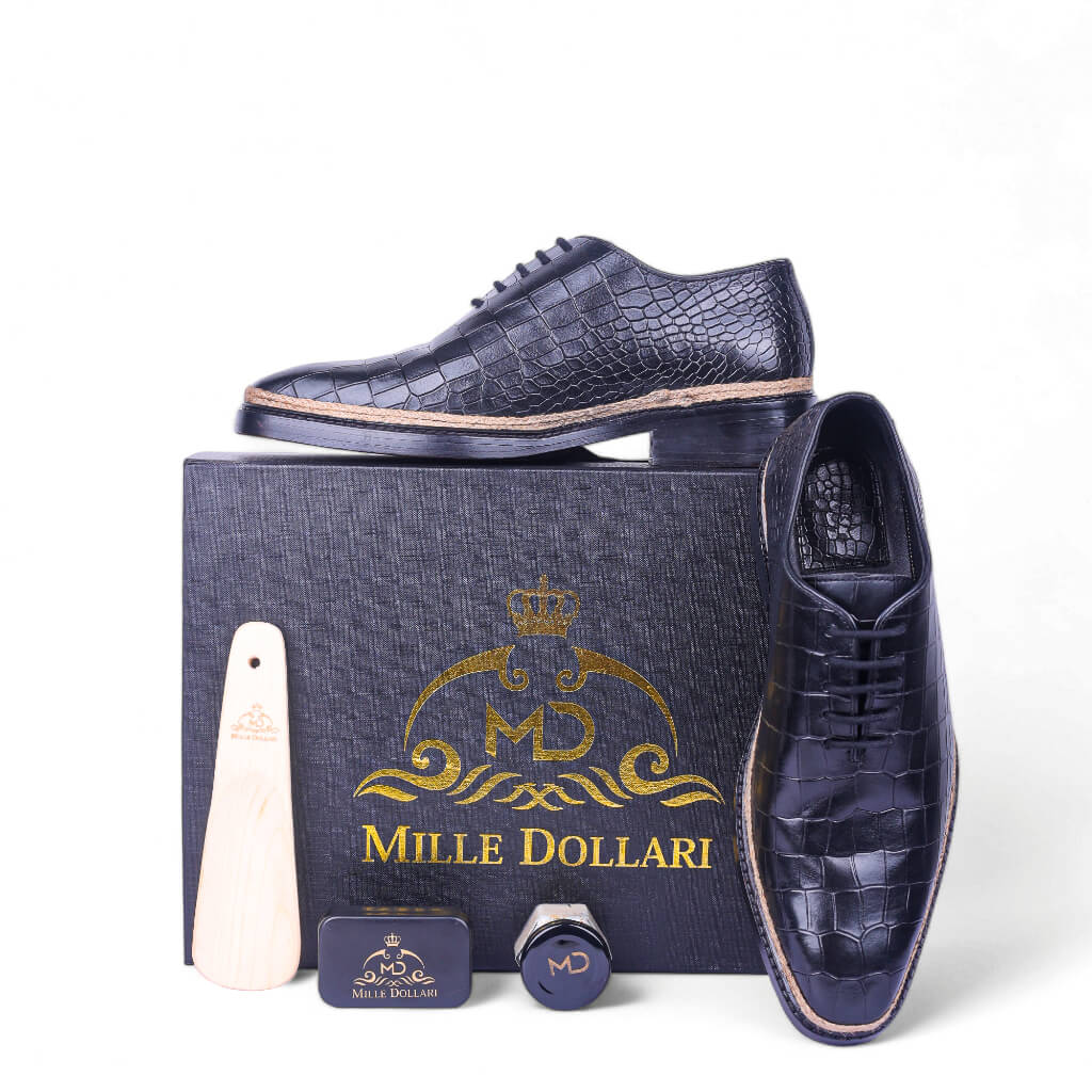 Oslo Lace: Classic Norwegian Croco Leather Lace-Up