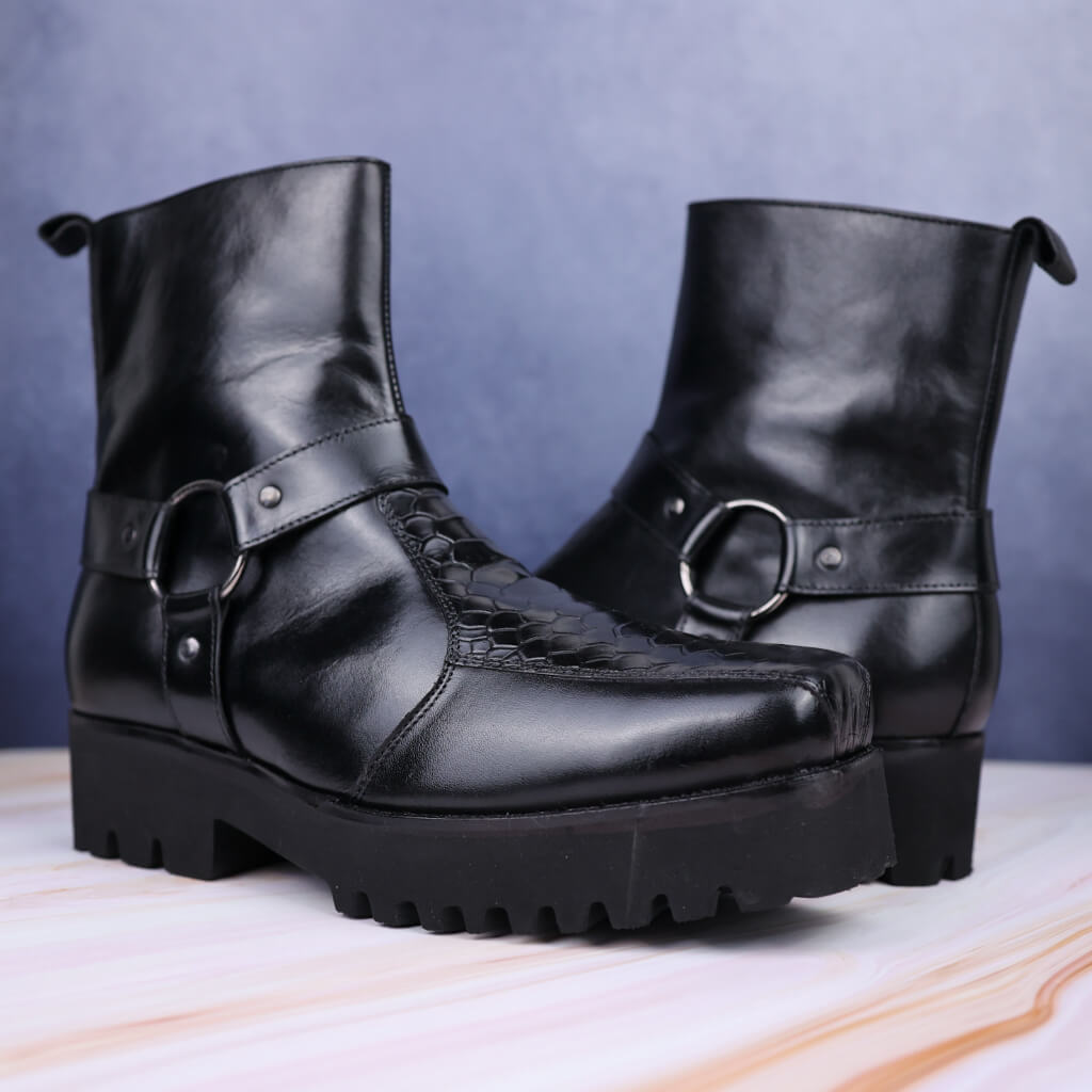 Berkeley Black Ankle Boots with Buckle Detail
