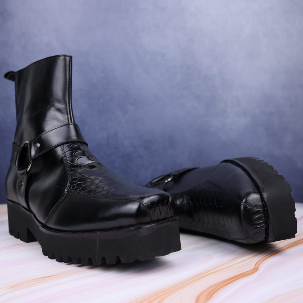 Berkeley Black Ankle Boots with Buckle Detail