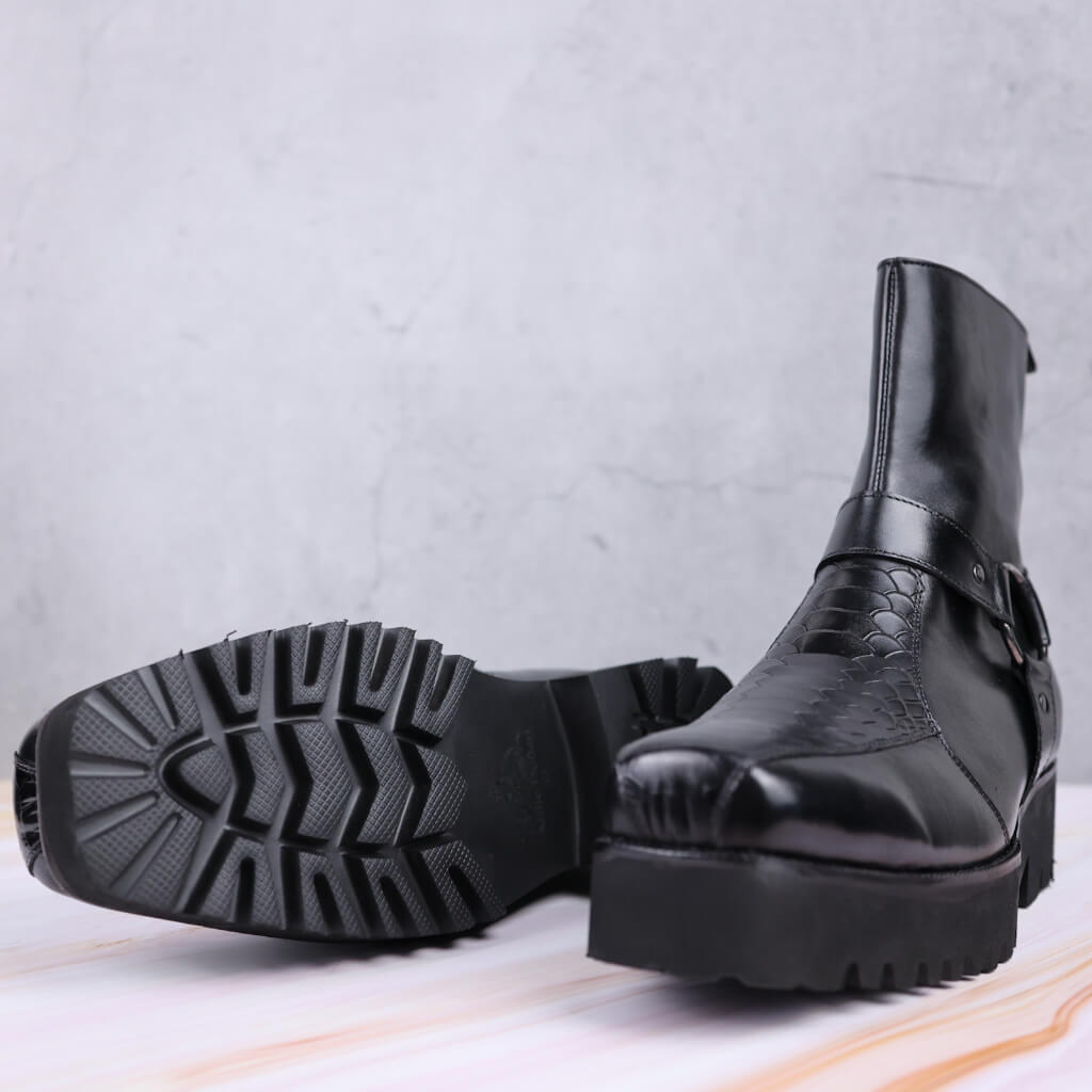 Berkeley Black Ankle Boots with Buckle Detail