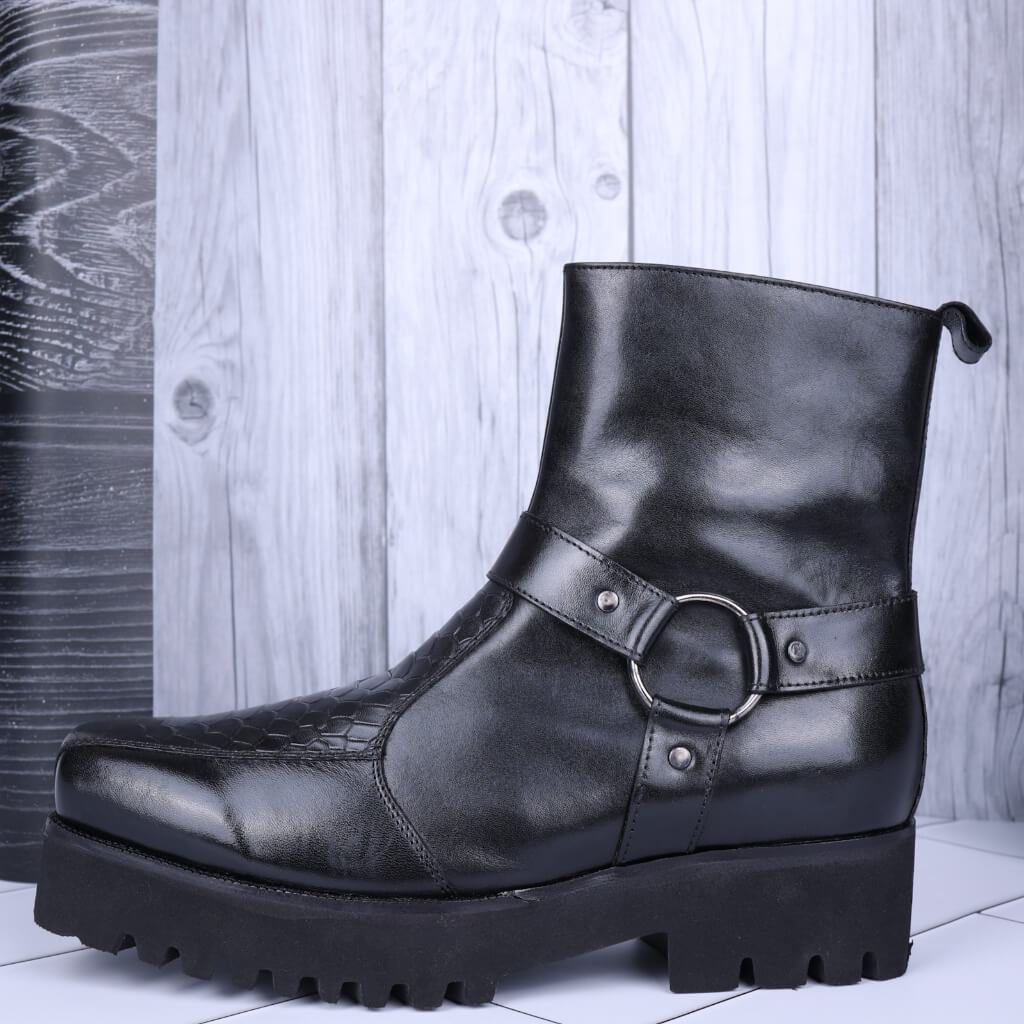 Berkeley Black Ankle Boots with Buckle Detail