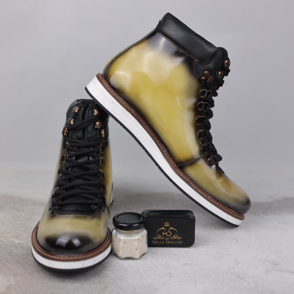 Bespoke Patent Hiker Style Laceup Boots