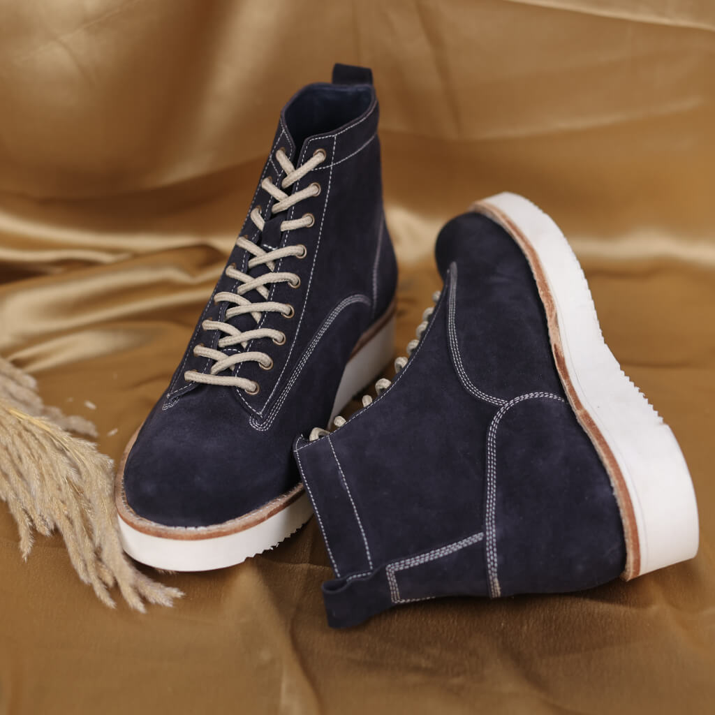 Azure Titan Light Weight Chunky Boot in Blue