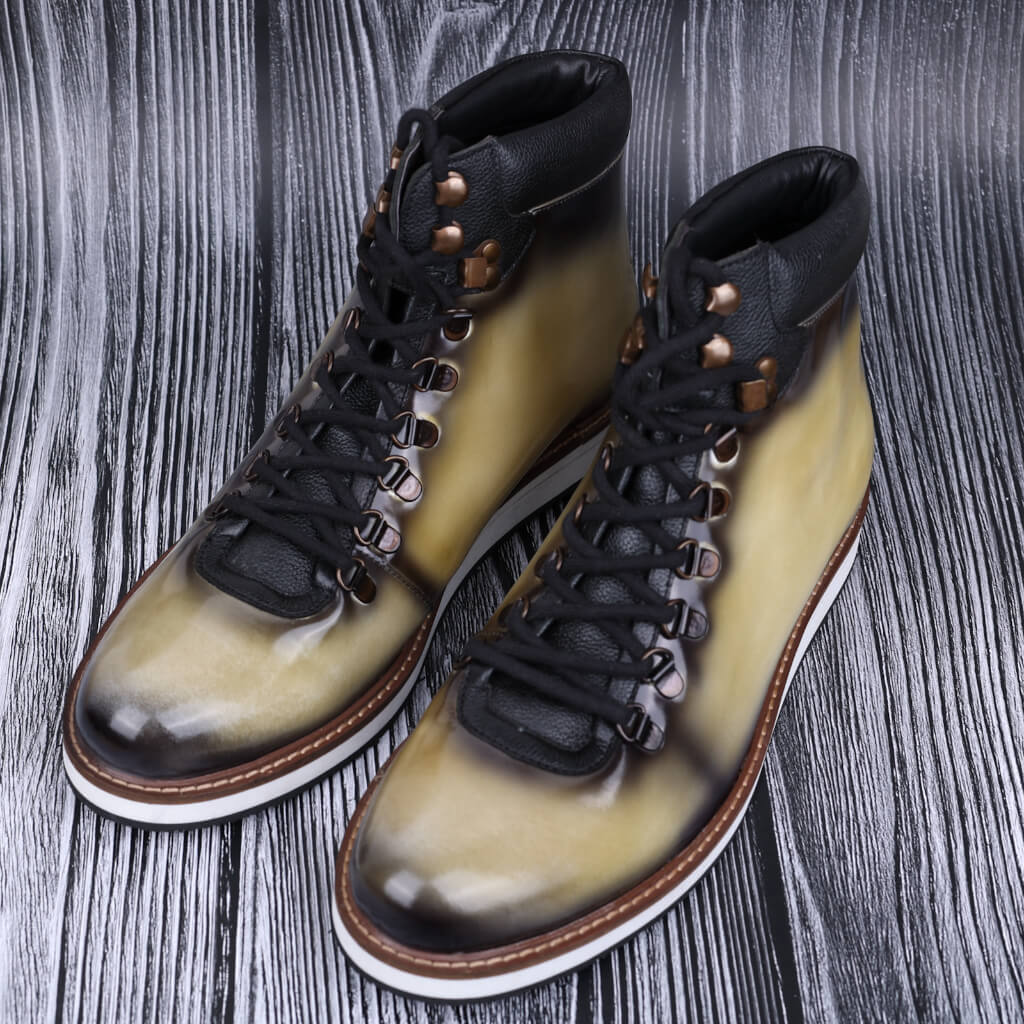 Bespoke Patent Hiker Style Laceup Boots