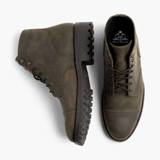 Rugged Matte Olive Welt Boots | Kevlar® Laces & Cork-Bed Comfort