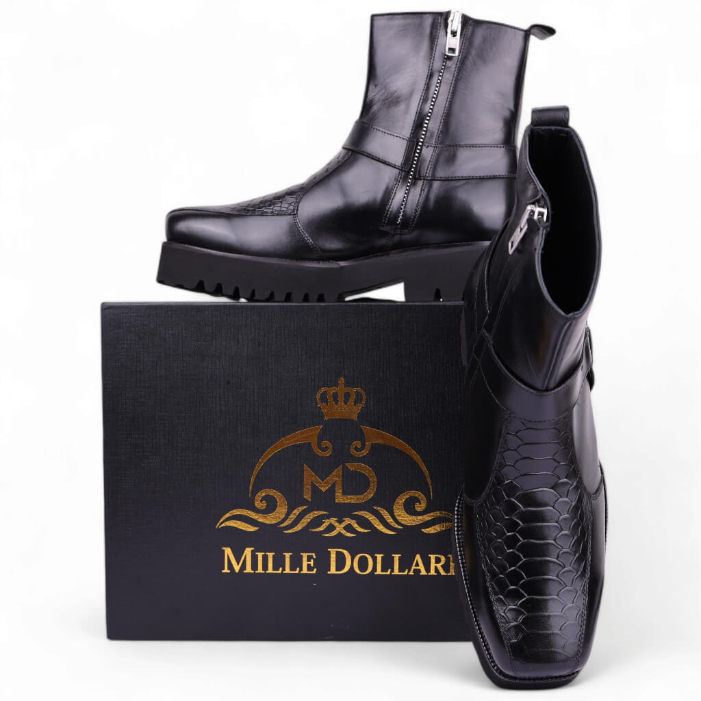 Berkeley Black Ankle Boots with Buckle Detail