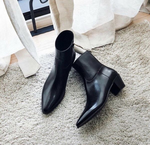 Elegant Fiorina Slip-On Zipper Pointed Boots for Men in high-quality leather, featuring a sleek pointed toe and convenient side zipper for easy wear, from the AW26 collection.