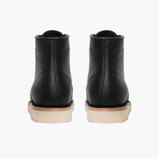 Onyx Ridge Moc Toe Black Leather Boots with Vibram Sole and Handcrafted Elegance