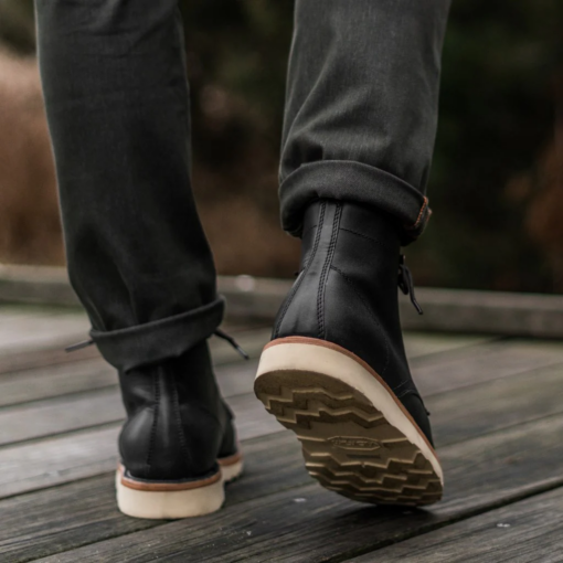 Onyx Ridge Moc Toe Black Leather Boots with Vibram Sole and Handcrafted Elegance