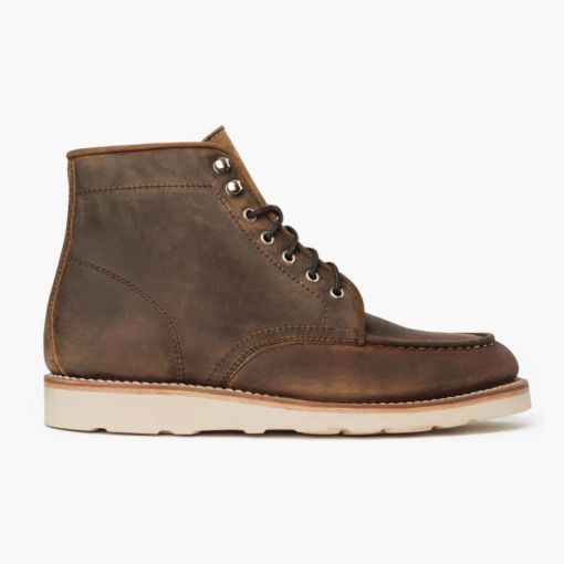 Blaze Horizon Burnt Copper Moc Toe Leather Boots with Vibram Sole and Artisan Detailing