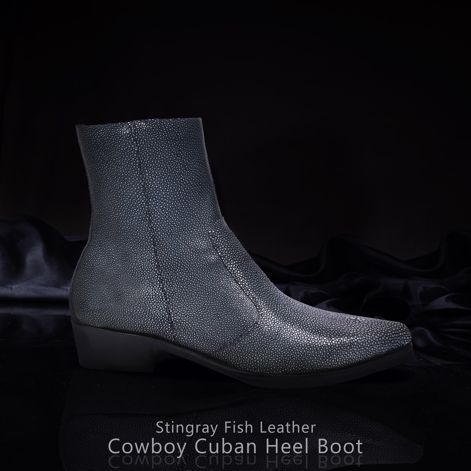Men’s Textured Leather Ankle Boots | Premium Stingray-Style Finish | Side Zip Formal & Casual Boots