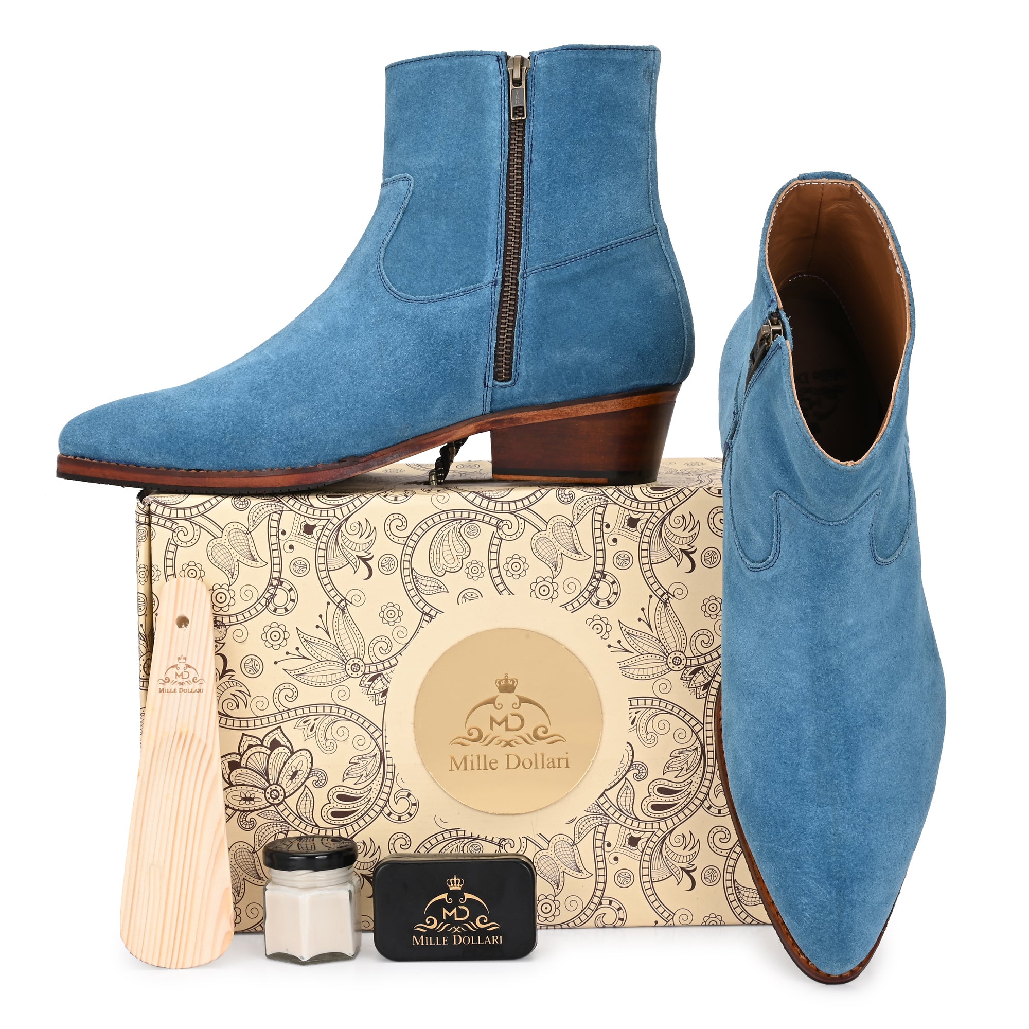 Men’s Pointed Toe Flatform Boots – Stylish Suede Regular Boots for Everyday Fashion