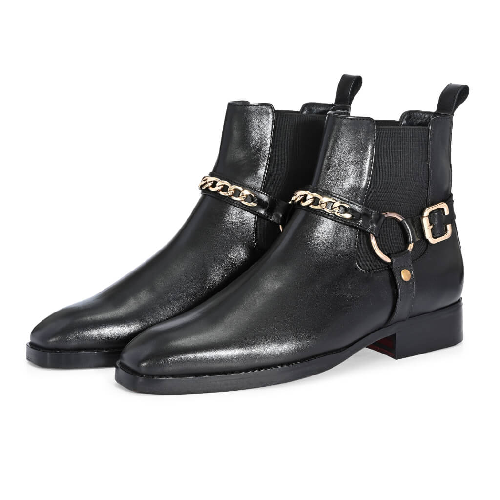 Regent Black Chain Chelsea Boots | Luxe Elegance