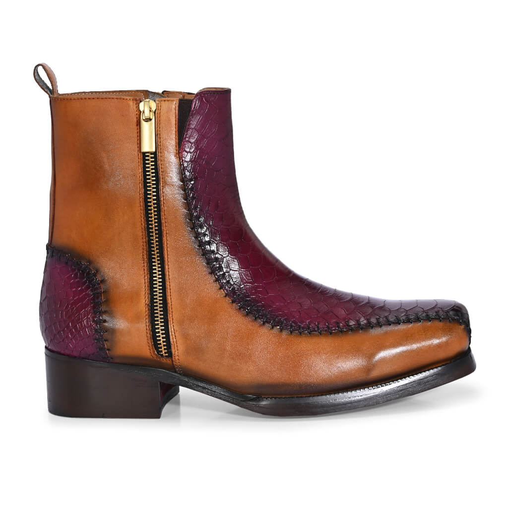 Monarch Dual-Tone Broad Toe Boots | Exotic Elegance
