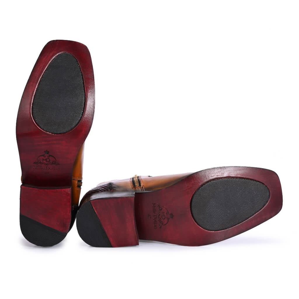 Monarch Dual-Tone Broad Toe Boots | Exotic Elegance