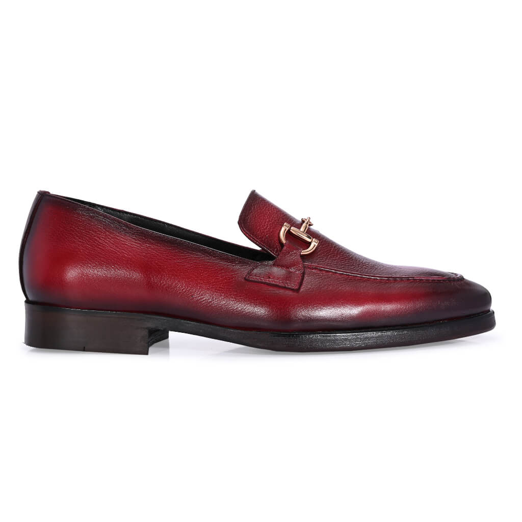 Luxora: Men’s Hand-Painted Leather Loafers with Gold Horsebit