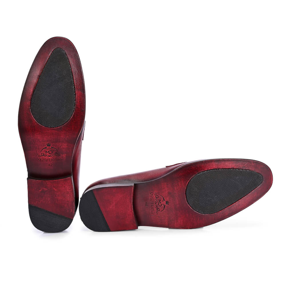 Luxora: Men’s Hand-Painted Leather Loafers with Gold Horsebit