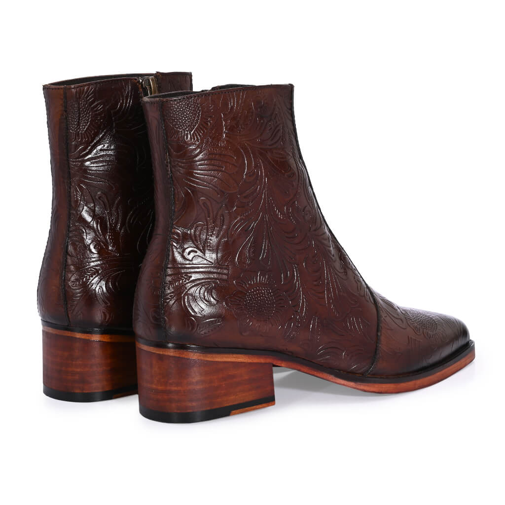 Majestic Embossed Italian Leather Boots for Discerning Gentlemen