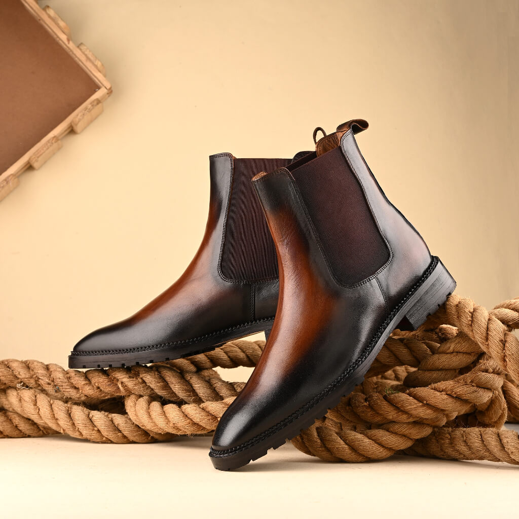 "Fenland Slip-On Chelsea Brown Boots—crafted from premium Argentina leather with a lightweight Airlite EVA sole, offering luxury, durability, and all-day comfort for any adventure."