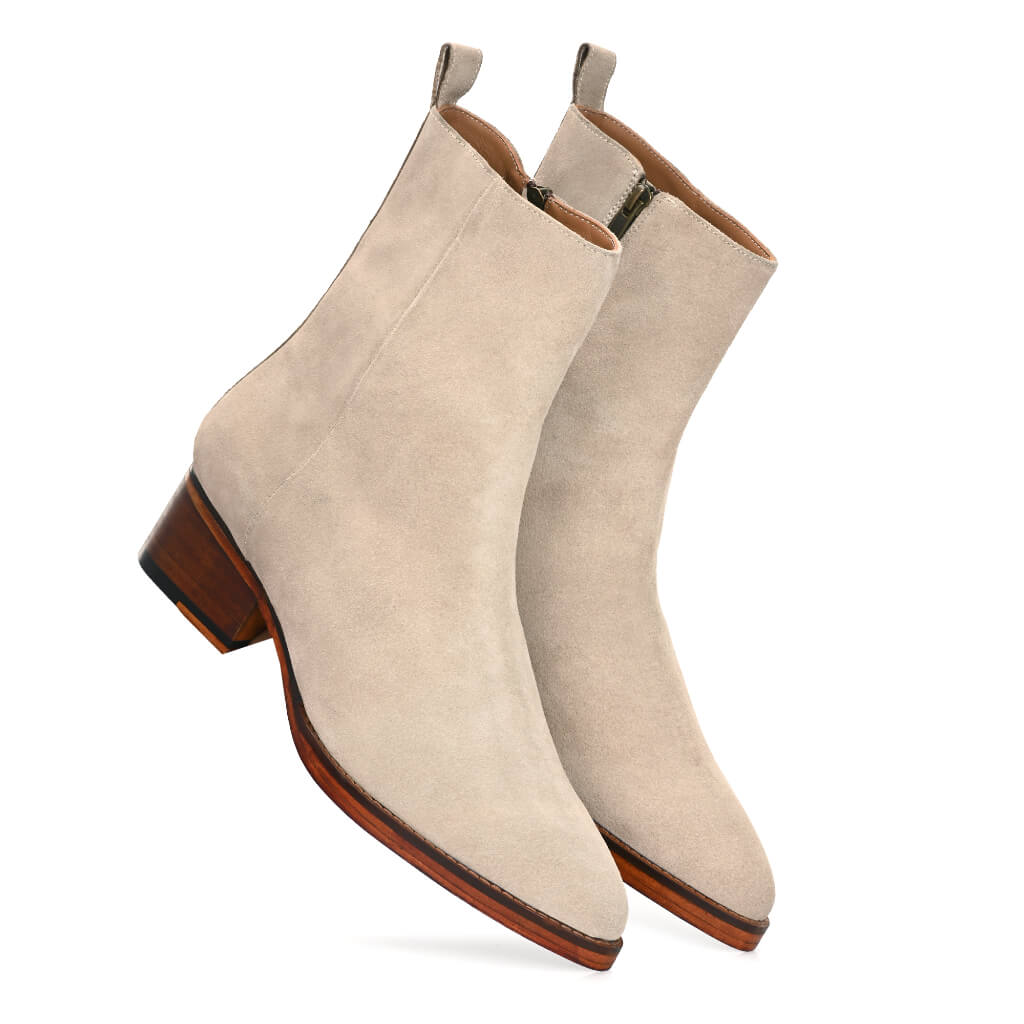 Elegance Personified: Cream Suede Ankle Boots for Timeless Style