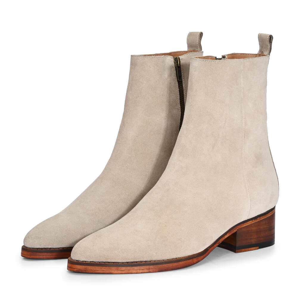 Elegance Personified: Cream Suede Ankle Boots for Timeless Style