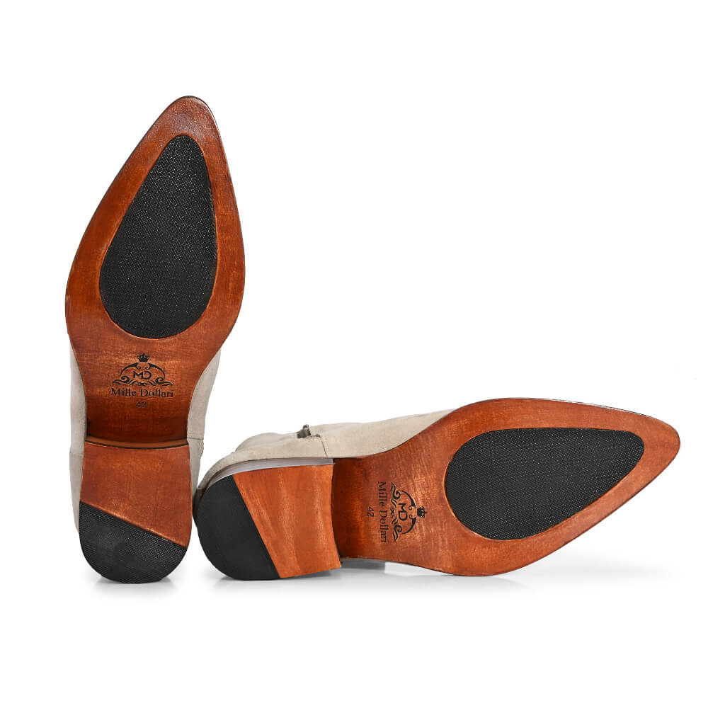 Elegance Personified: Cream Suede Ankle Boots for Timeless Style