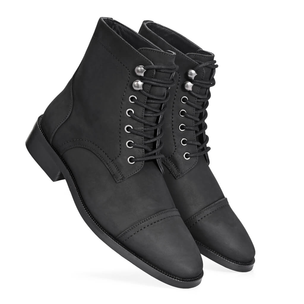 Rugged Matte Black Boots | Kevlar® Laces & Cork-Bed Comfort