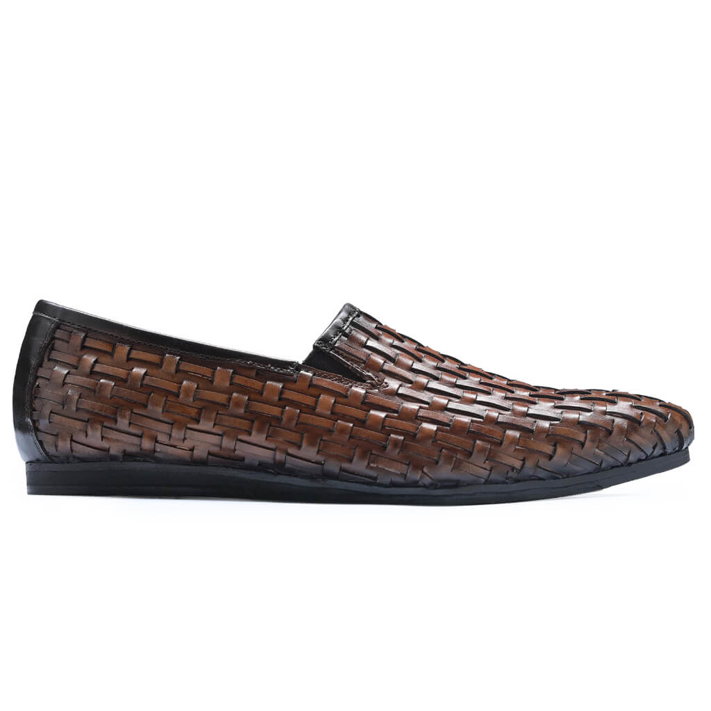THE BOONE WEAVED LOAFER IN COGNAC