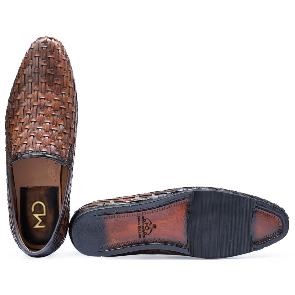 THE BOONE WEAVED LOAFER IN COGNAC
