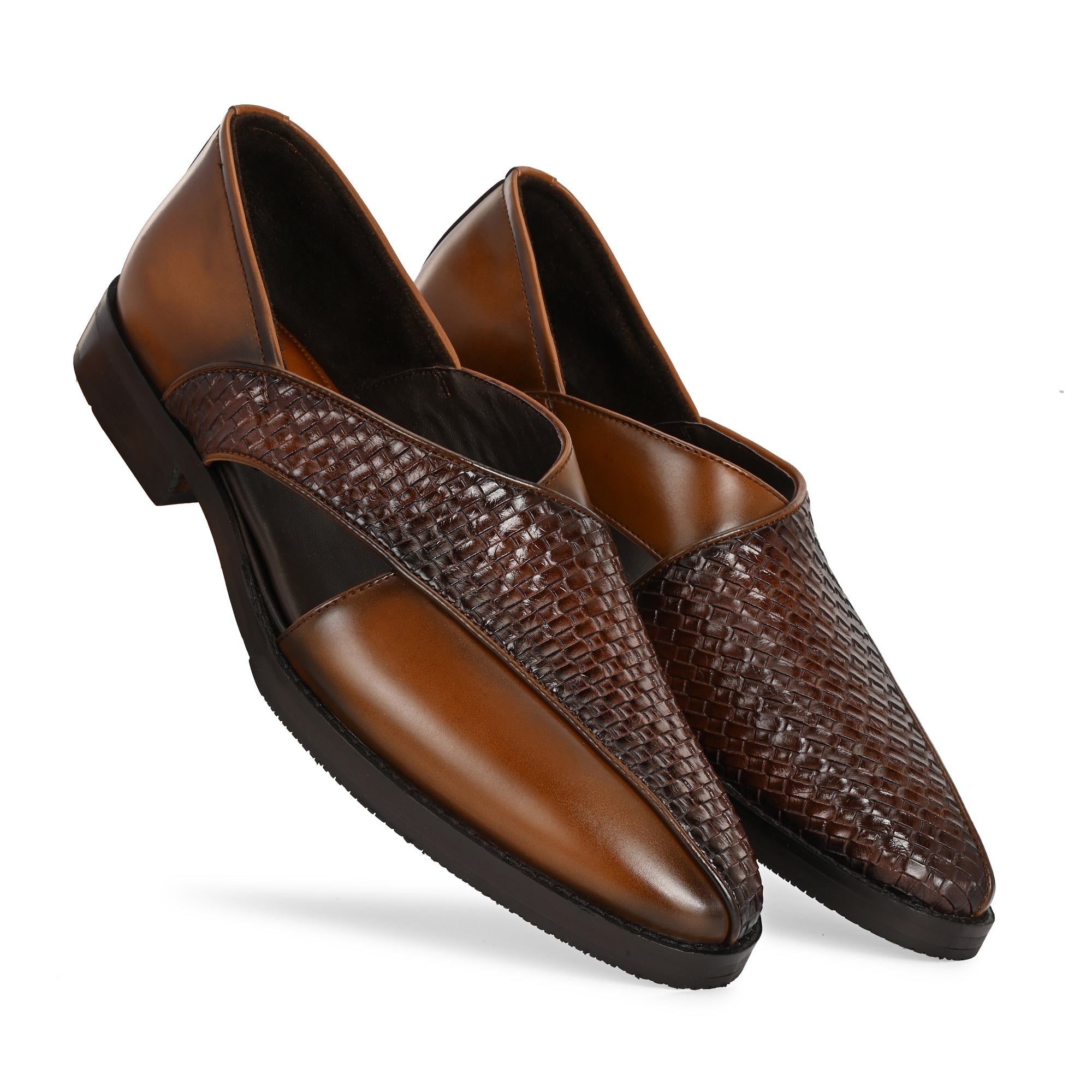 Handcrafted Men’s Brown Woven Leather Sandals