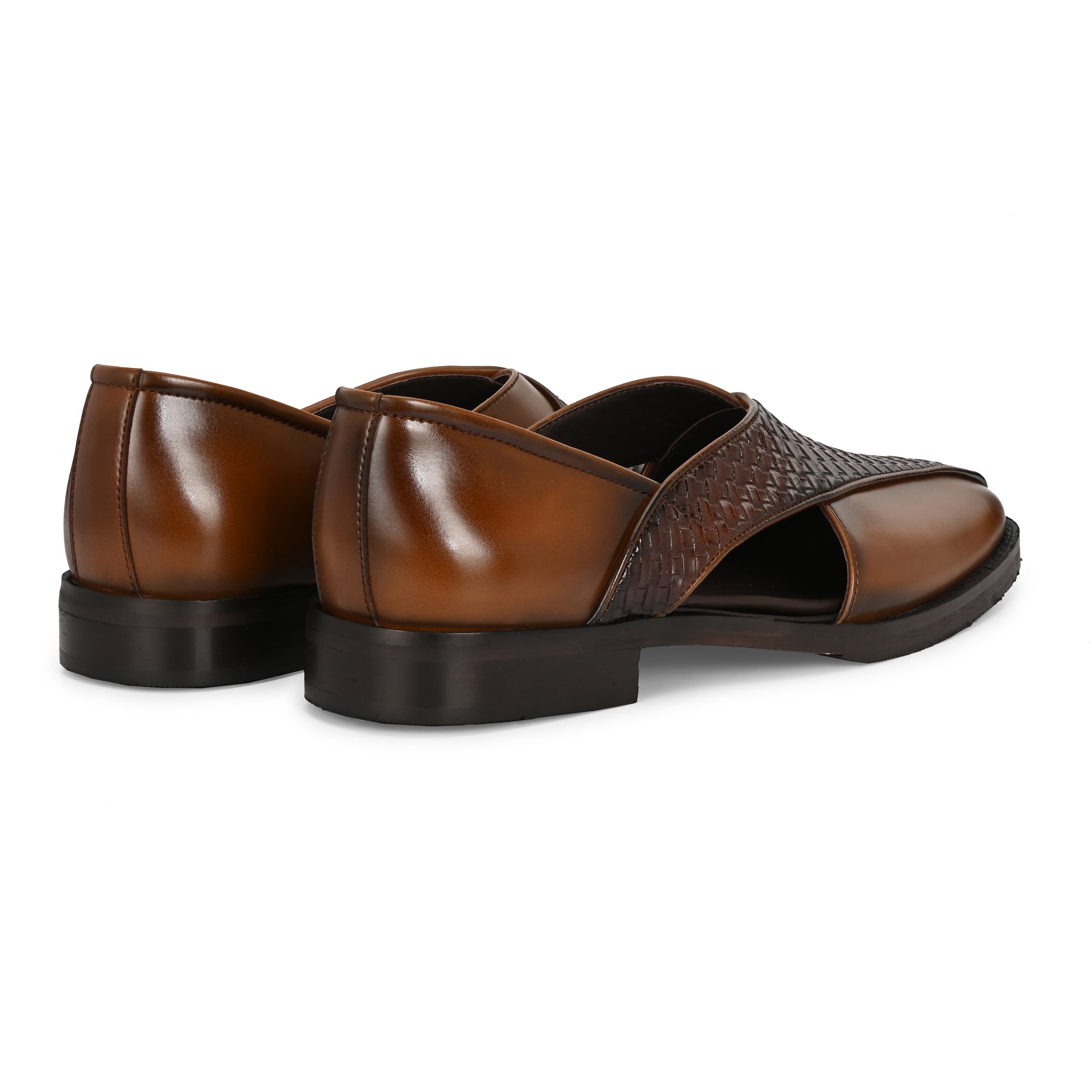 Handcrafted Men’s Brown Woven Leather Sandals