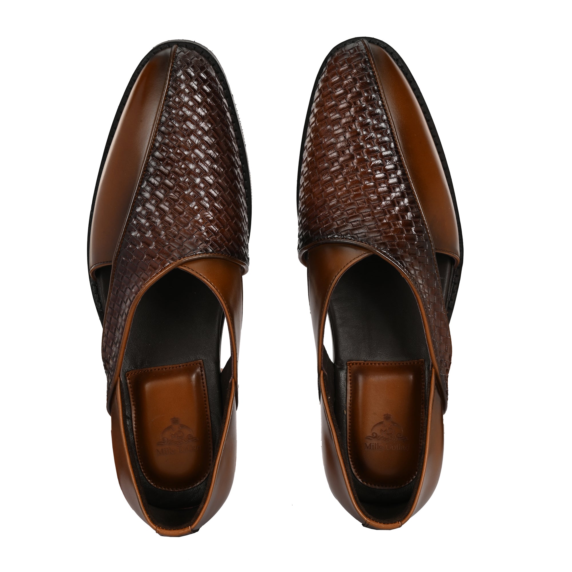Handcrafted Men’s Brown Woven Leather Sandals