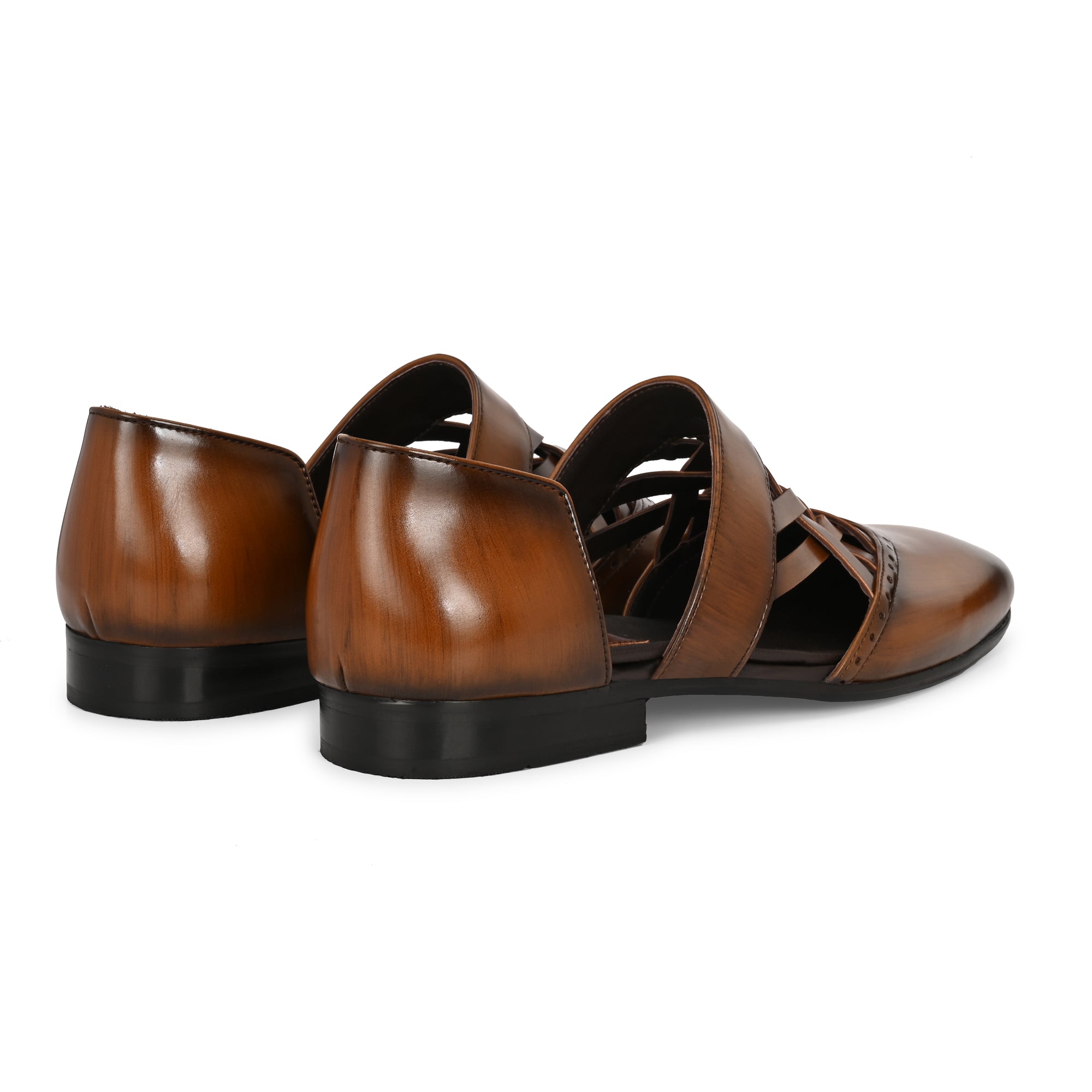 Handcrafted Men’s Brown Woven Leather Sandals