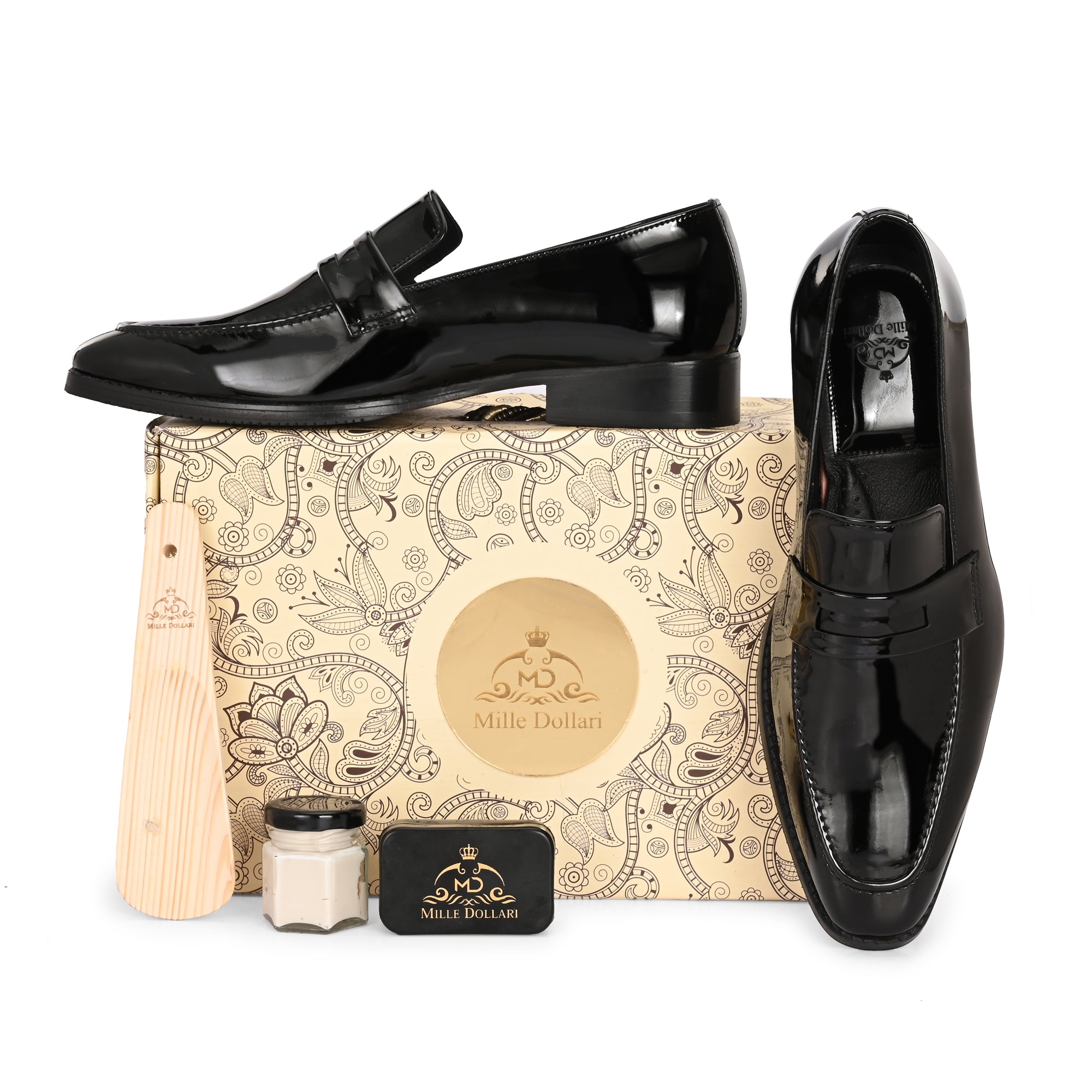 Men’s Black Patent Leather Penny Loafers