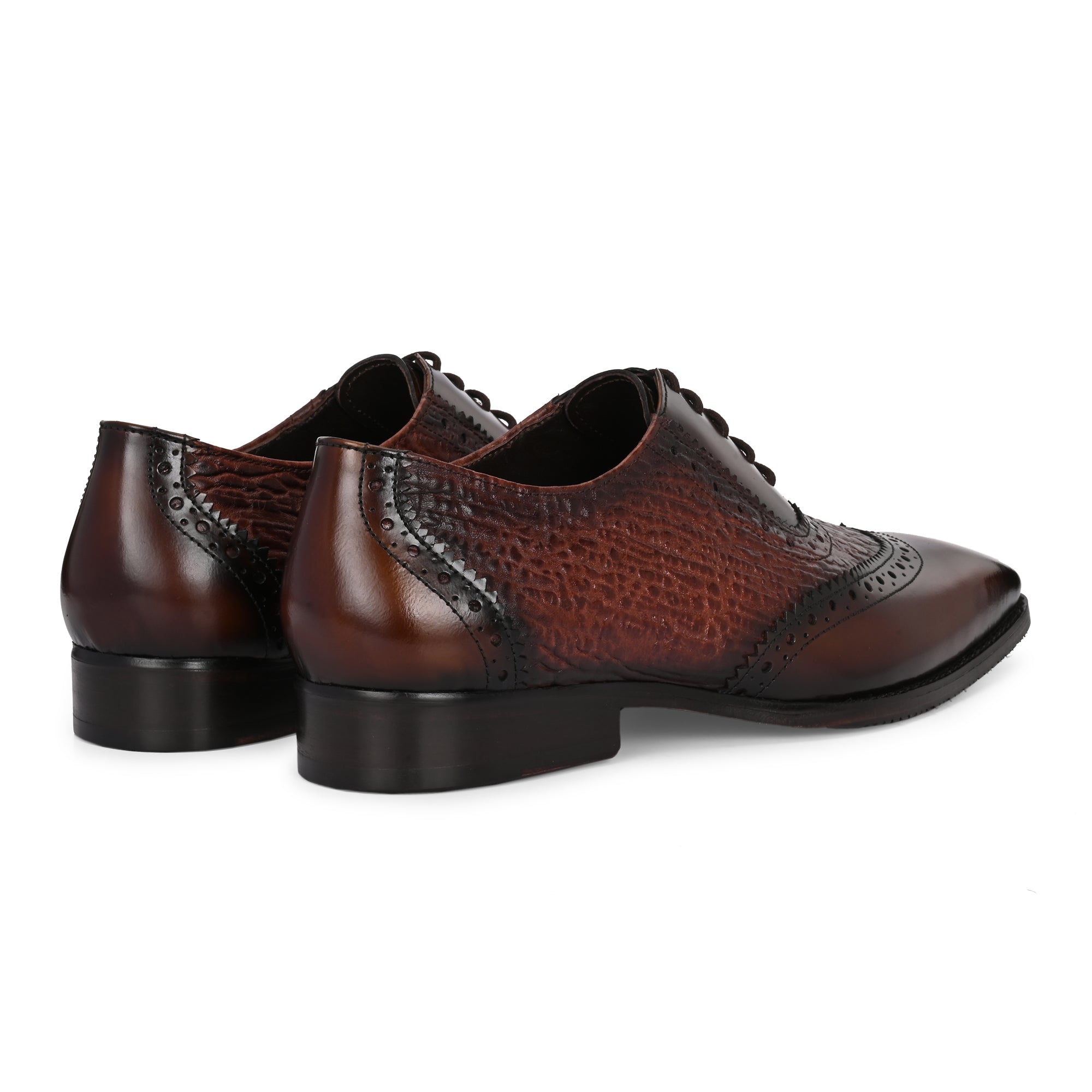 Premium Brown Textured Leather Oxford Brogues for Men