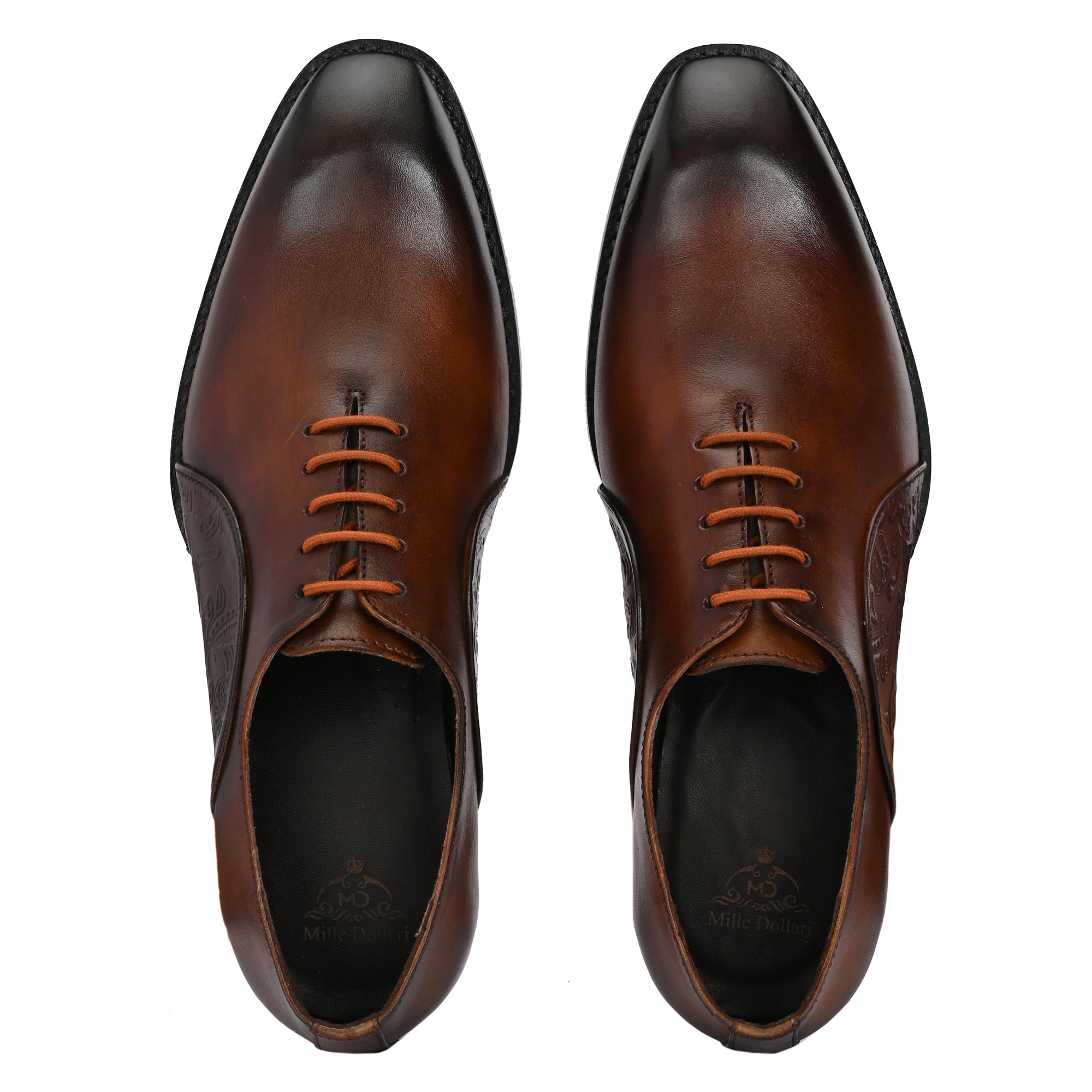 Mille Dollari Handcrafted Brown Burnished Leather Oxford Shoes – Luxury Italian Finish
