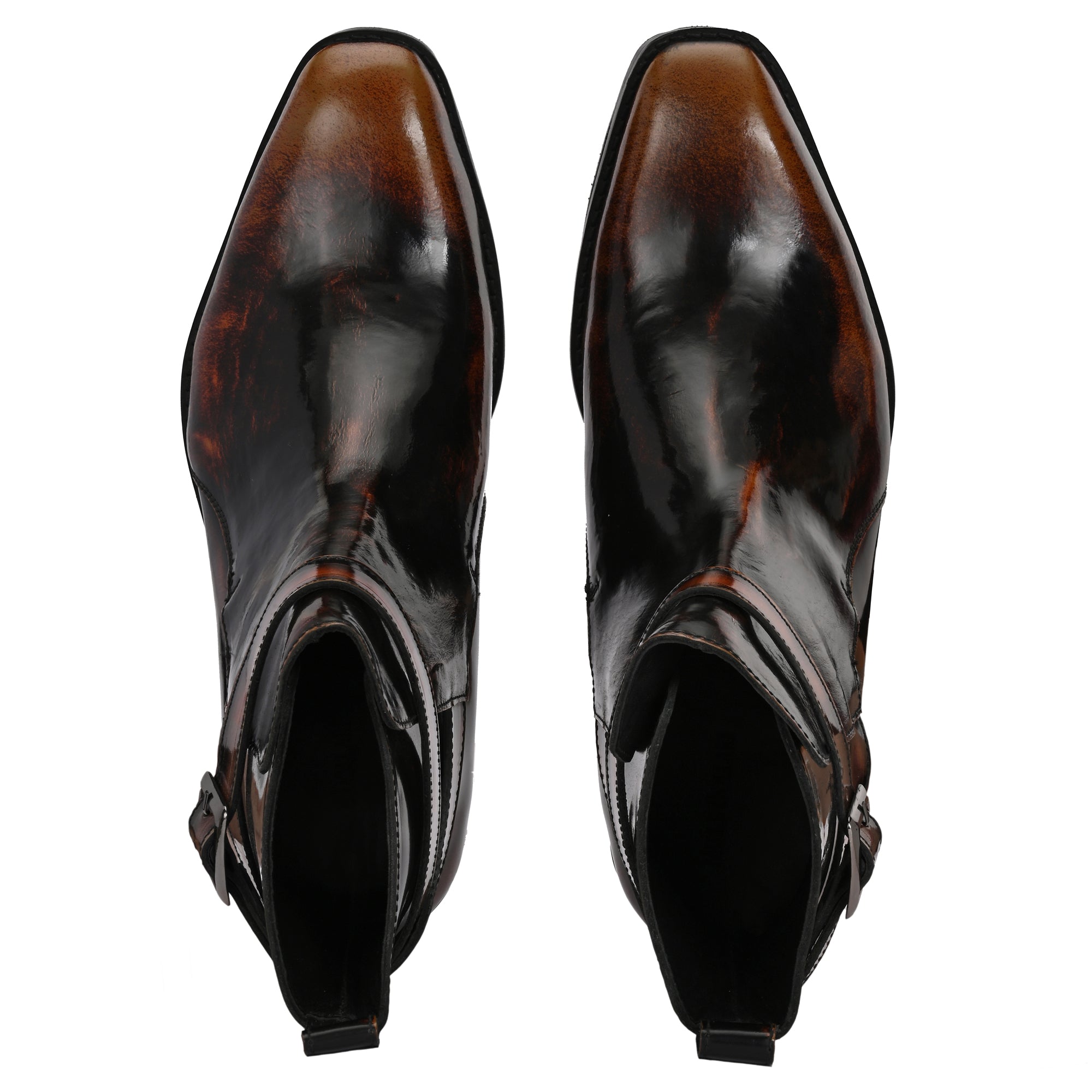 The "Verona" Artisan Burnished Leather Buckle Ankle Boot