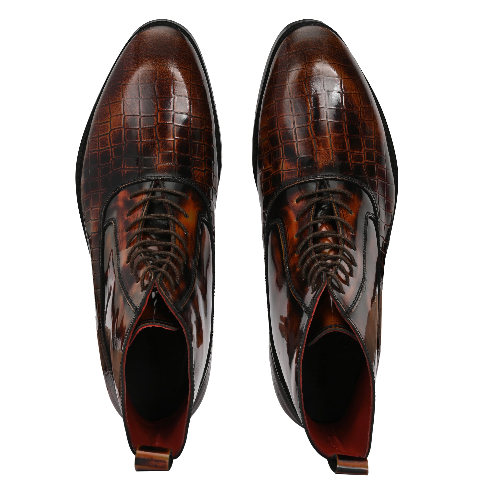 Men’s Textured Leather Lace-Up Boots – Premium Regular Fit Dress & Casual Boots