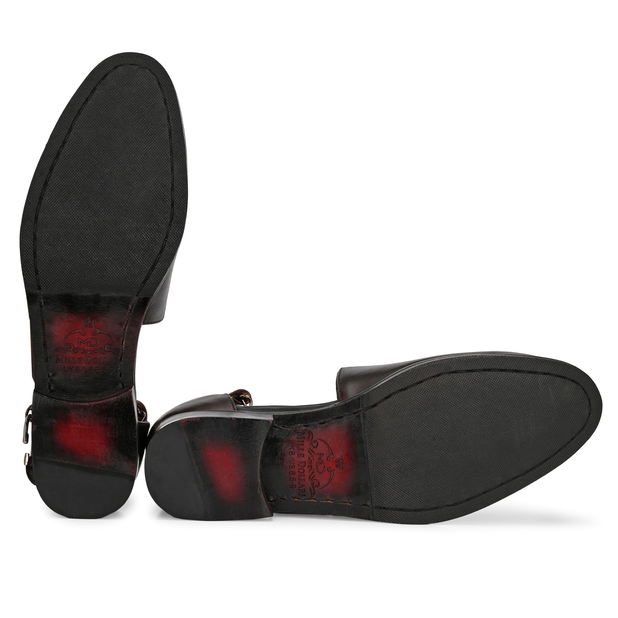 Handcrafted Men’s Leather Cut-Out Sandals with Chain Strap