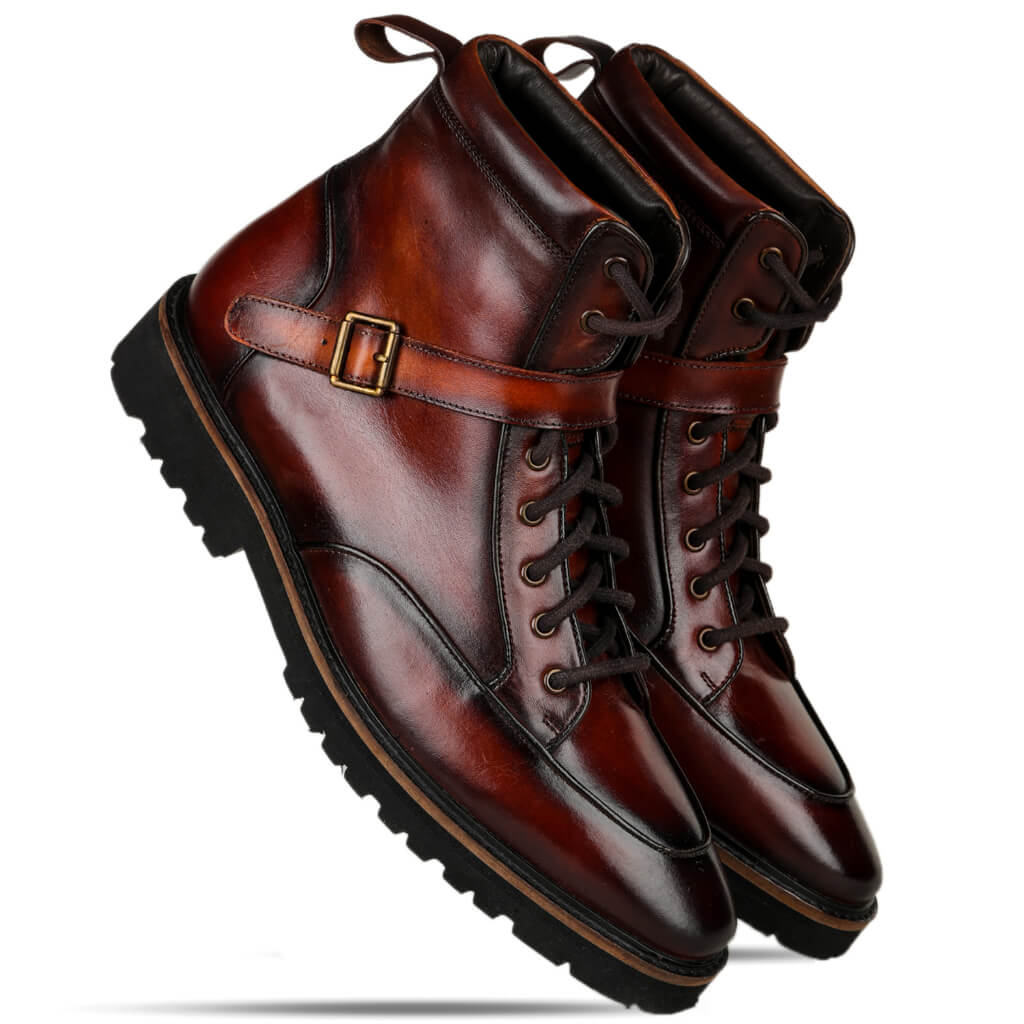 Bespoke Leather Brown Light Weight Biker Boots