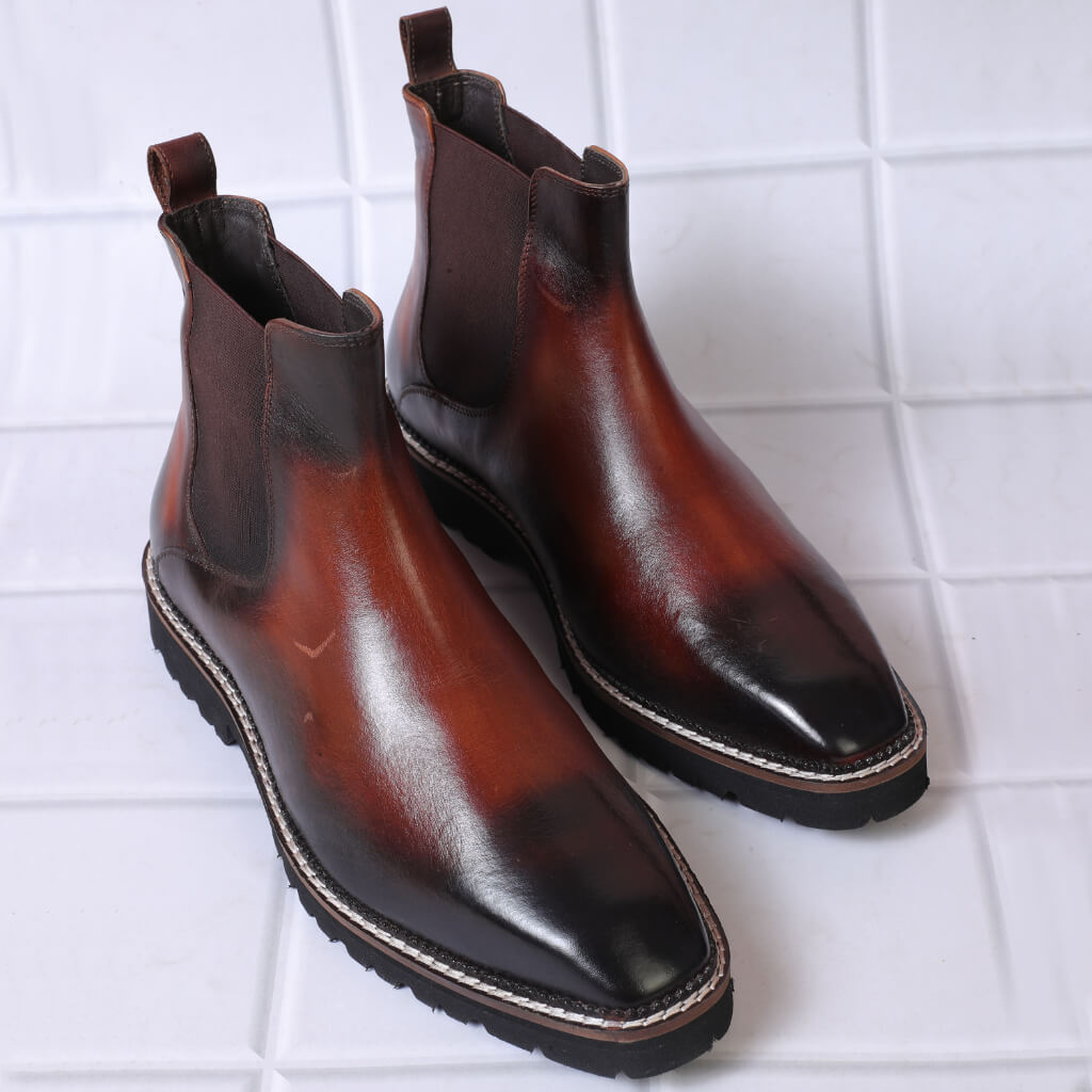 Trailblazing Brown and Black Chelsea Boots for Men