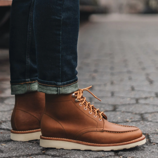 Harvest Dusk Moc Toe Leather Boots with Vibram Sole and Rustic Elegance