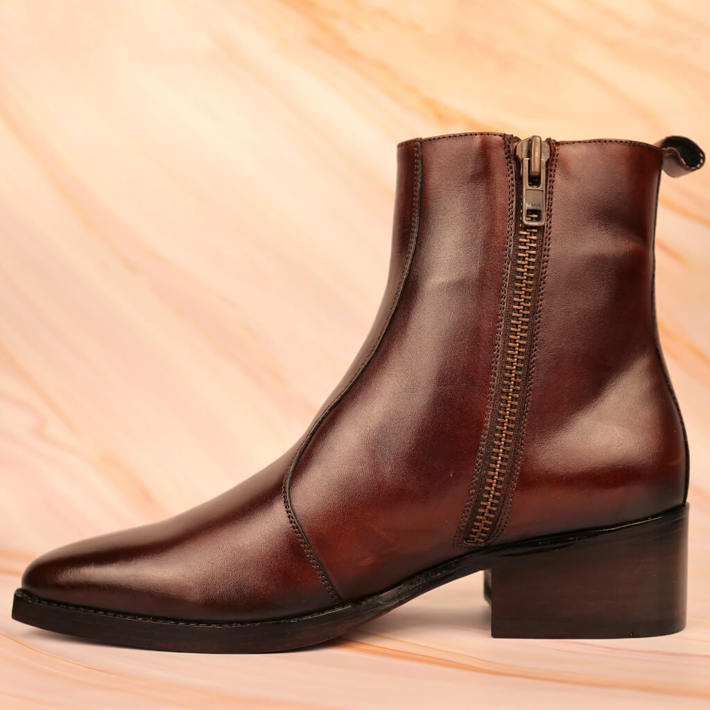 Montana Zipper Cowboy Boots In Cognac