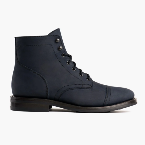 Azure Forge Matte Blue Leather Boots with Lightweight Dainite Sole and Goodyear Welt