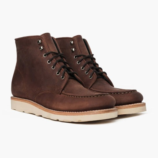 Sundown Trail Tobacco Moc Toe Boots with Vibram Sole and Timeless Craftsmanship